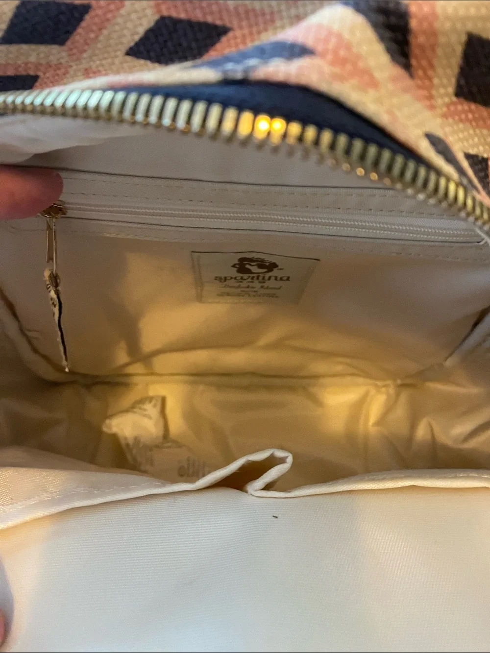 Spartina 449 Pink and Tan Patterned Backpack